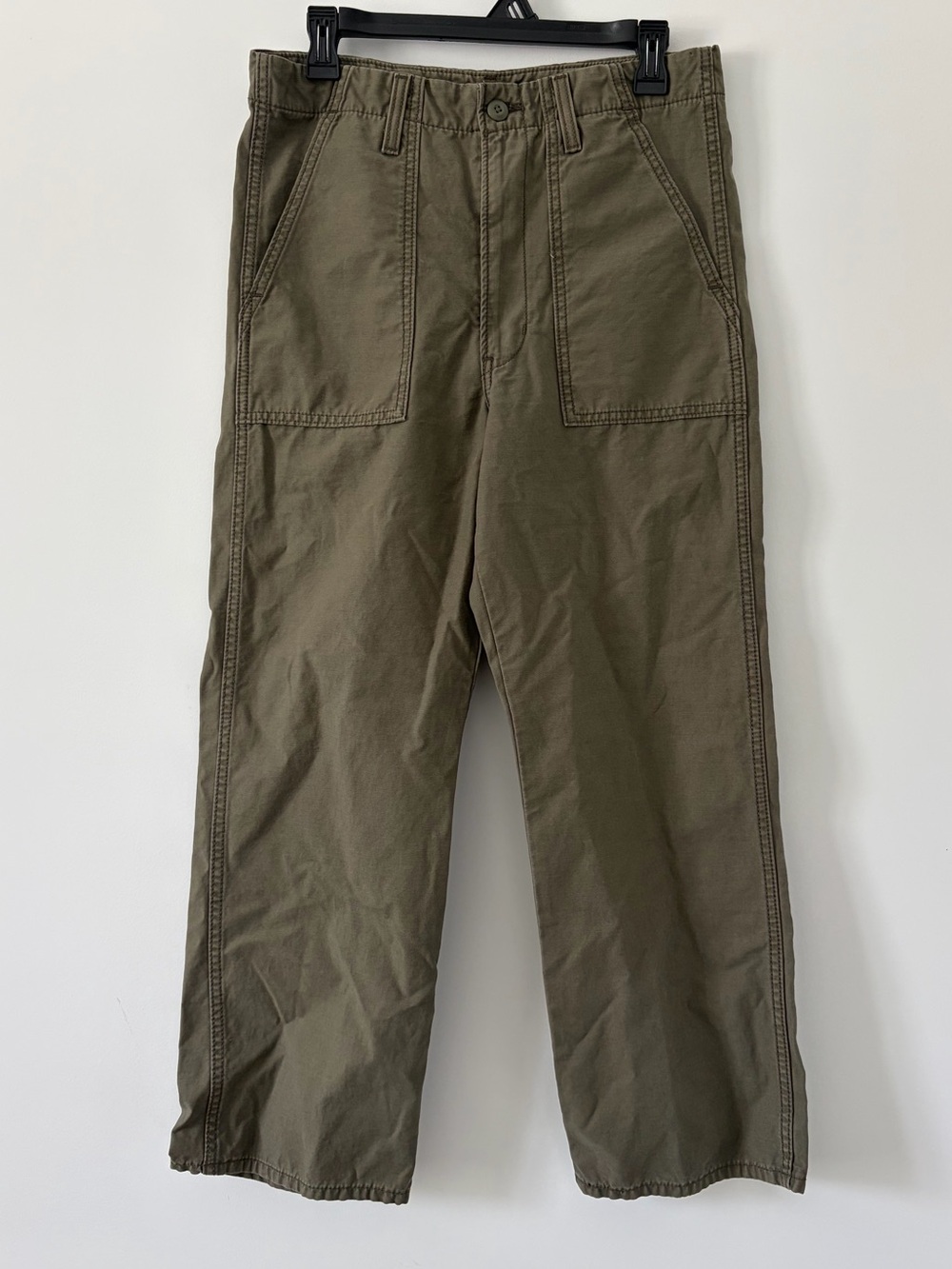 Levi’s Ribcage Straight Ankle Army Green Utility High Rise Casual Pants 30